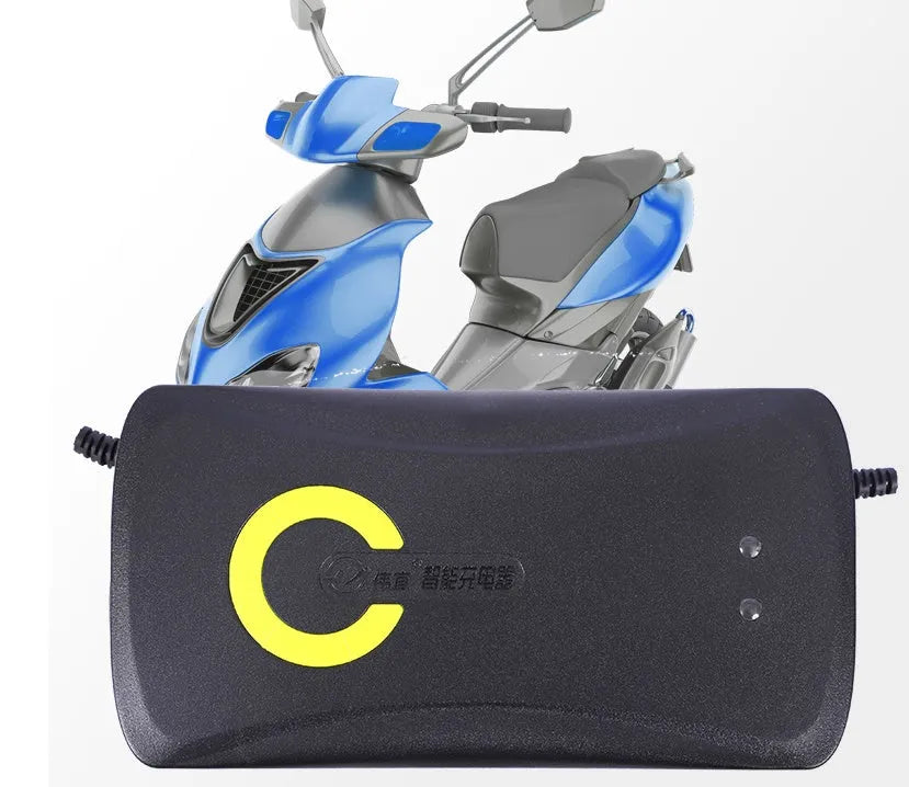 Black electric car charger for 72V 20Ah lead-acid batteries with automatic power-off function