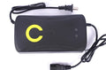 Black electric car charger for 72V 20Ah lead-acid batteries with automatic power-off function