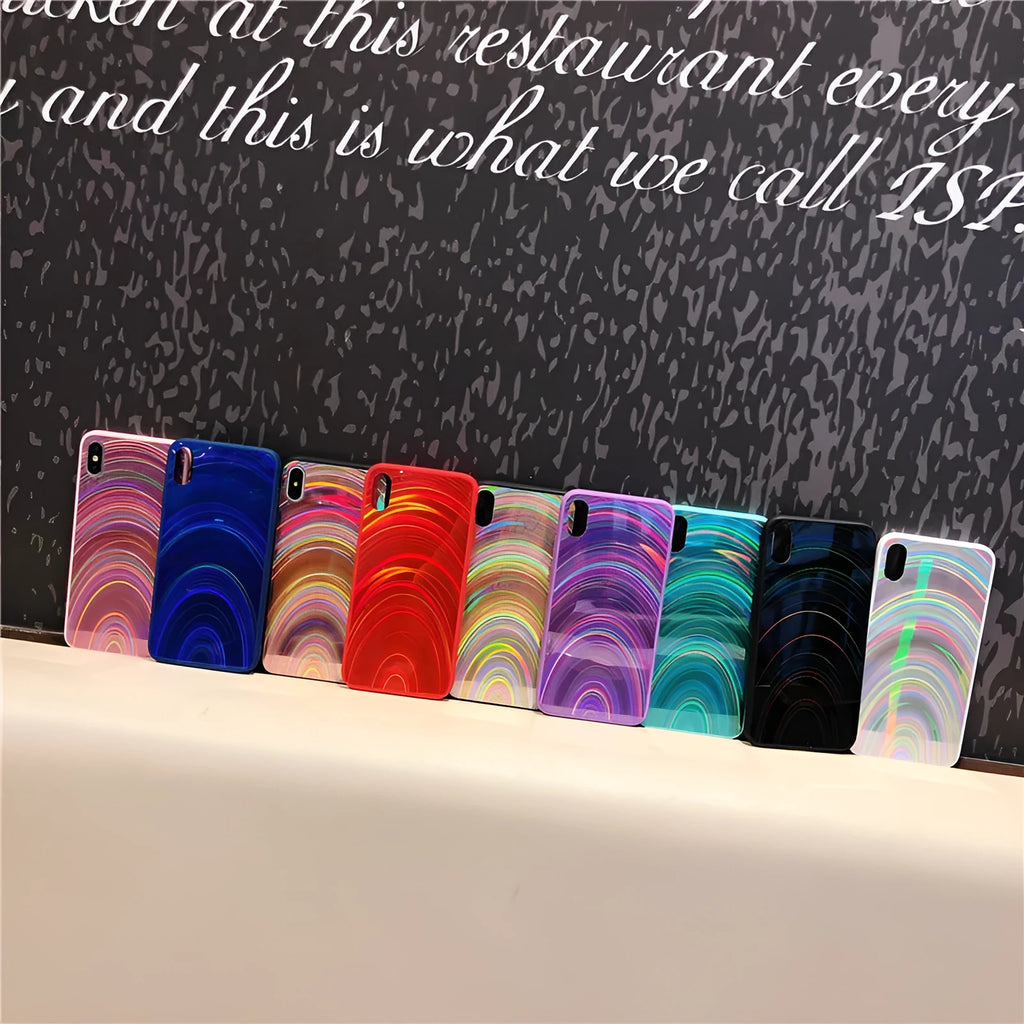 Marble pattern silicone phone case for Samsung Galaxy smartphone on a table.