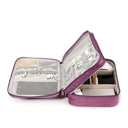 Waterproof cable organizer bag with multiple compartments for electronic accessories