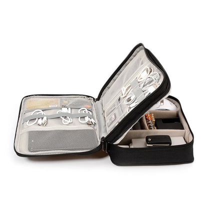 Waterproof cable organizer bag with multiple compartments for electronic accessories