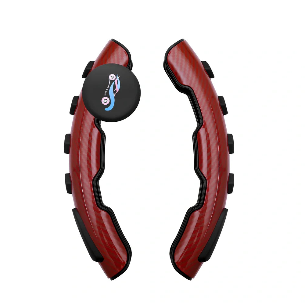 Carbon fiber steering wheel booster ball in black, 220mm size, silicone grip for car steering assistance