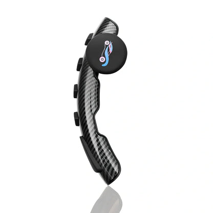 Carbon fiber steering wheel booster ball in black, 220mm size, silicone grip for car steering assistance