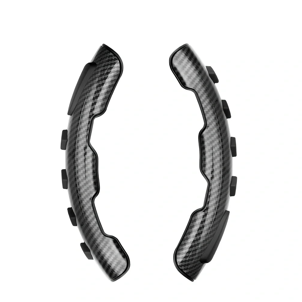 Carbon fiber steering wheel booster ball in black, 220mm size, silicone grip for car steering assistance