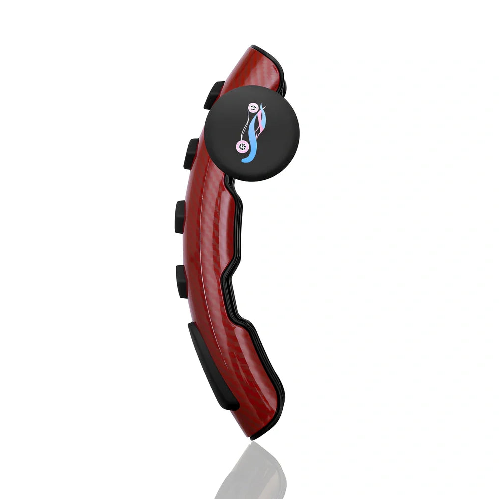 Carbon fiber steering wheel booster ball in black, 220mm size, silicone grip for car steering assistance