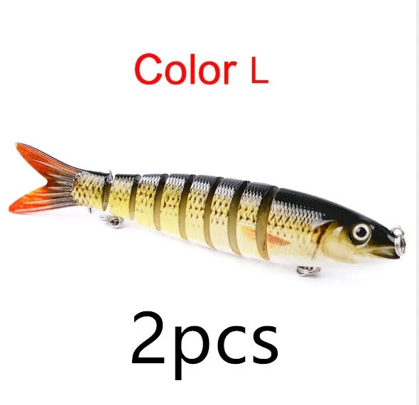 Multi-jointed pike fishing lure with steel ball weight system for enhanced throwing distance