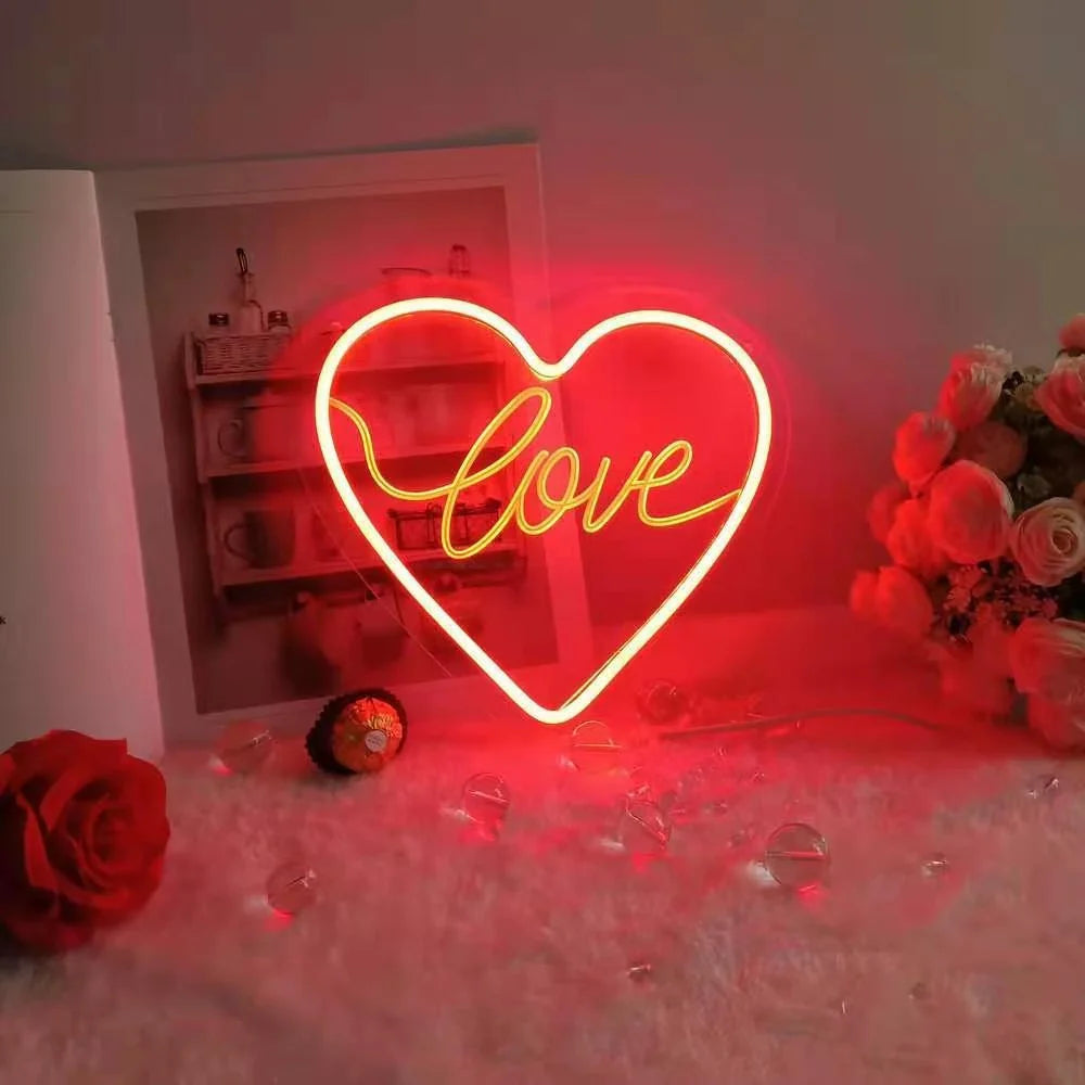 Custom LED neon light decoration with vibrant glow and USB power option