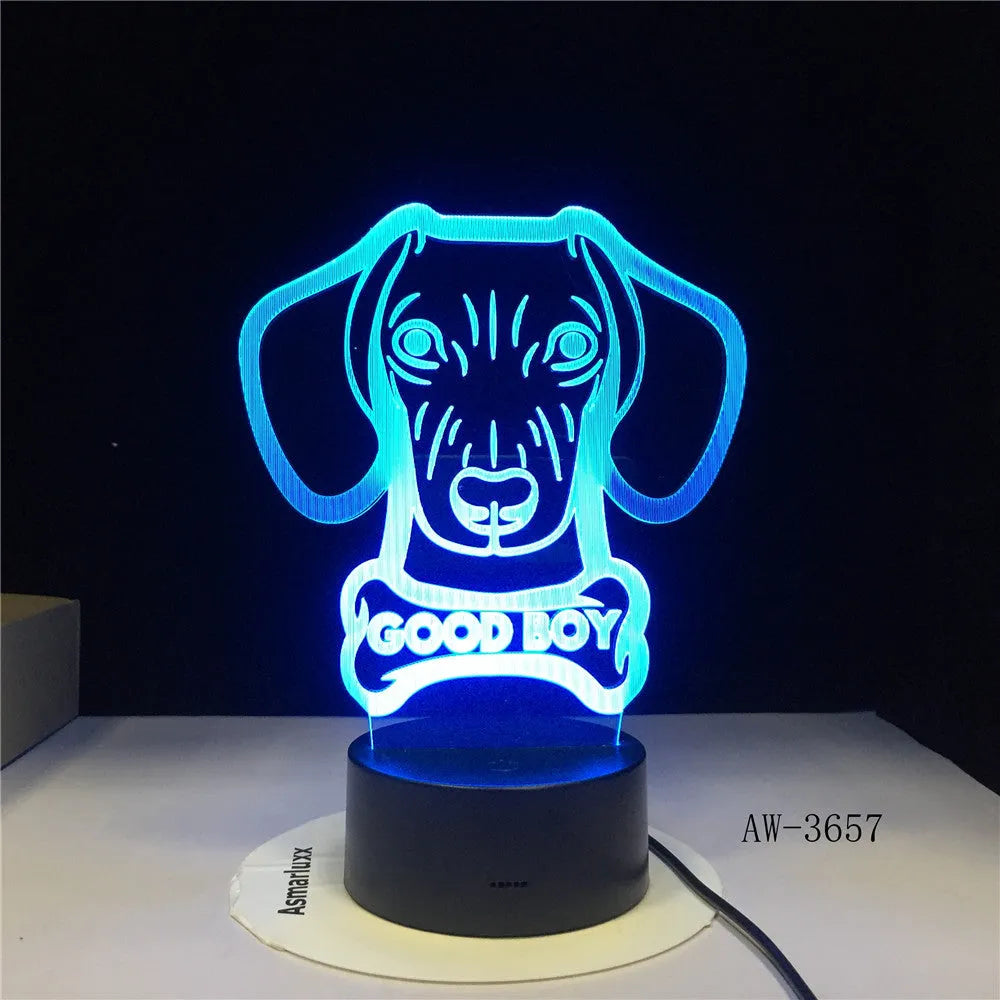 A colourful gradient LED table lamp with a tall acrylic shade on a black base, featuring a remote control.