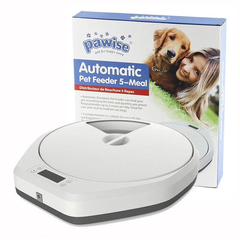 Automatic multi-grid pet feeder for cats and dogs with programmable timer