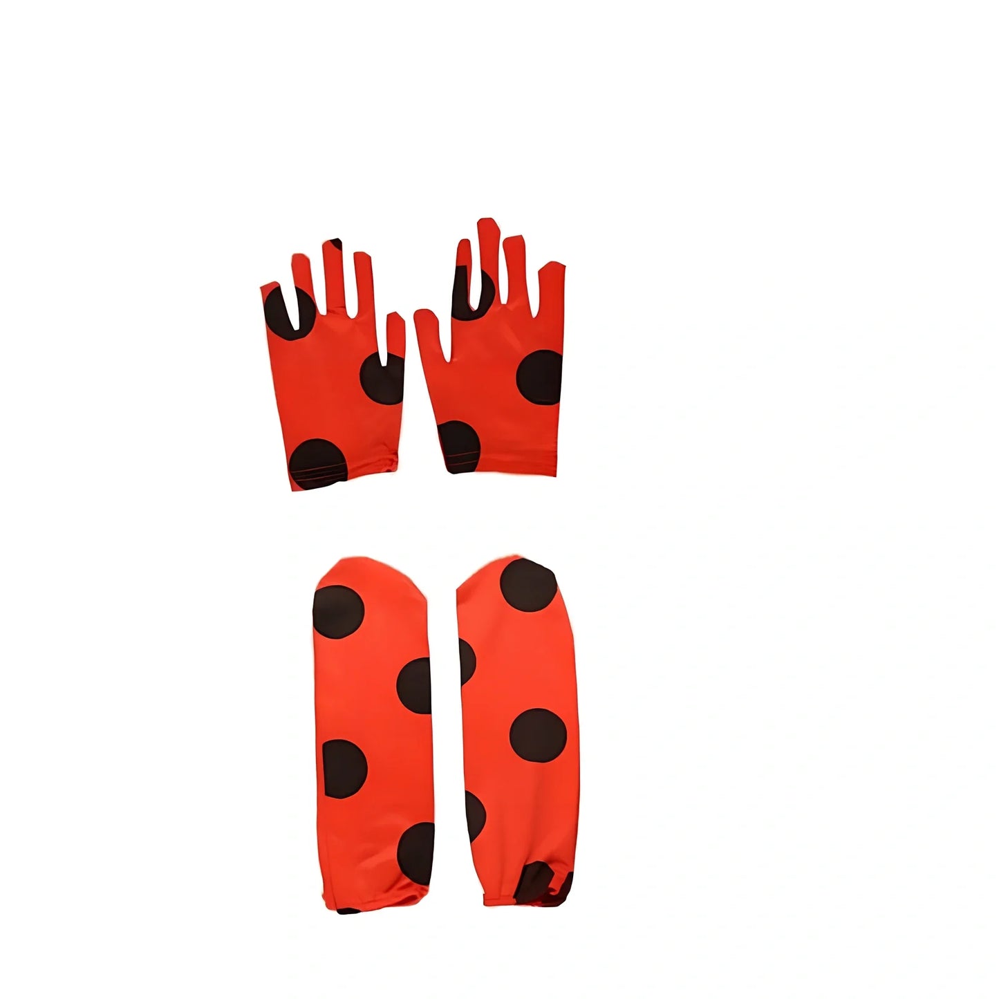 Red synthetic wig and matching costume jewellery set for girls' dress-up and performances