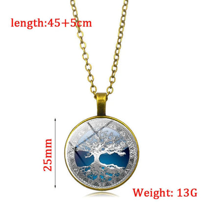 Celtic Tree Time Gemstone Necklace Pendant in alloy with electroplated finish