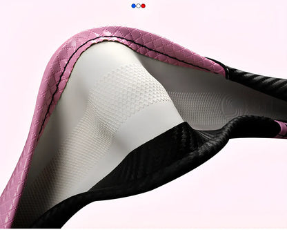 Cute cat steering wheel cover in carbon fibre black with blue accents for 38cm diameter, imitation leather material