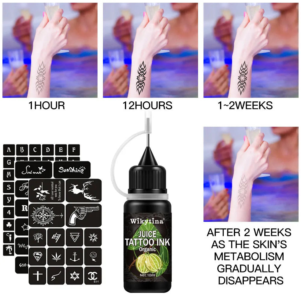 Temporary juice health tattoo painting set 10ml with three juice colour shades