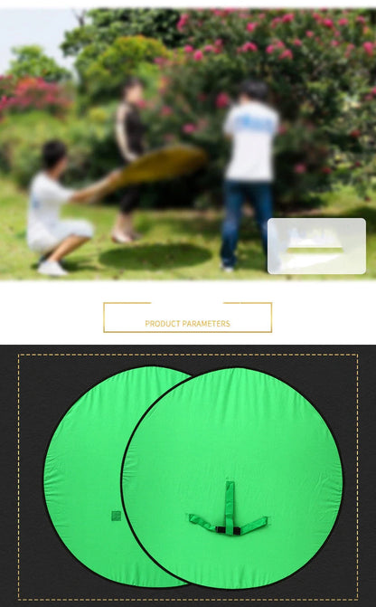 Circular foldable green screen reflector for professional photography