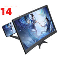 Curved 14 inch black mobile phone screen magnifier on desktop with smartphone inside