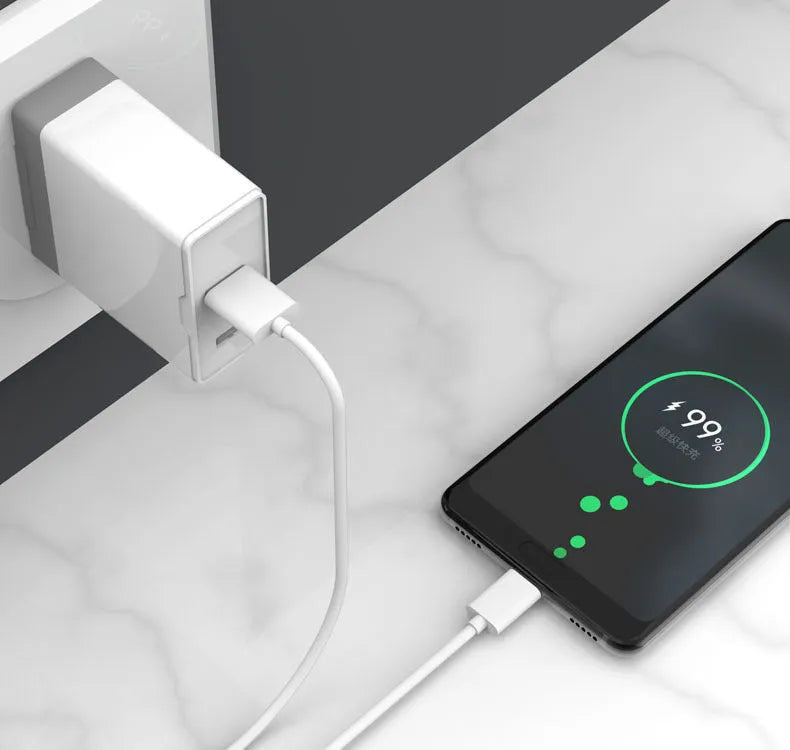 Black Android Type-C fast charging data cable with 1.5 metre length