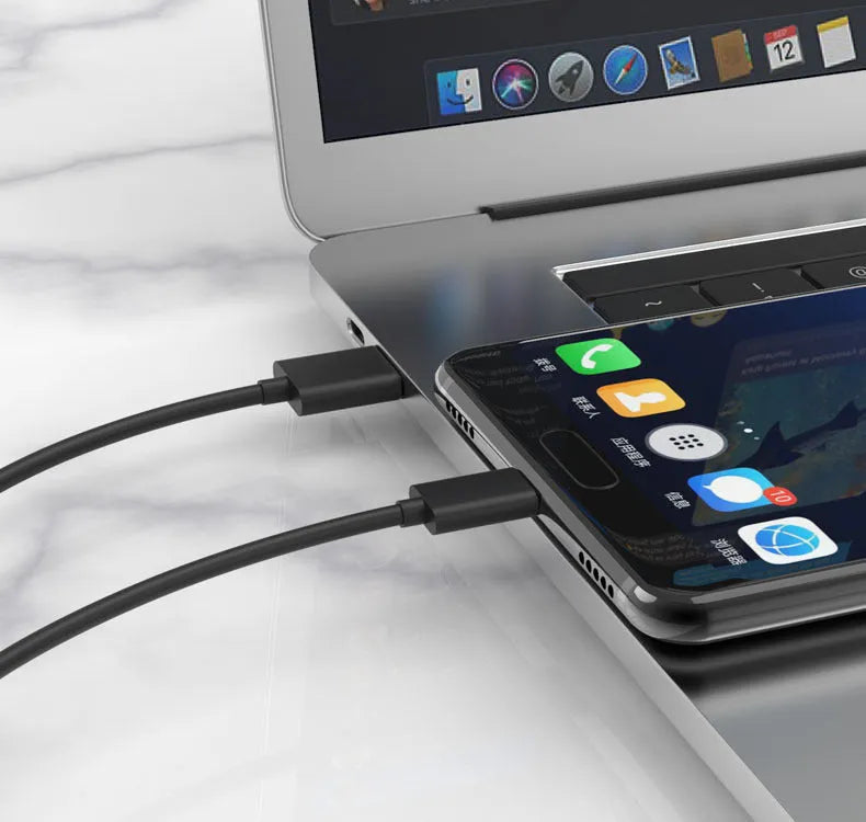 Black Android Type-C fast charging data cable with 1.5 metre length