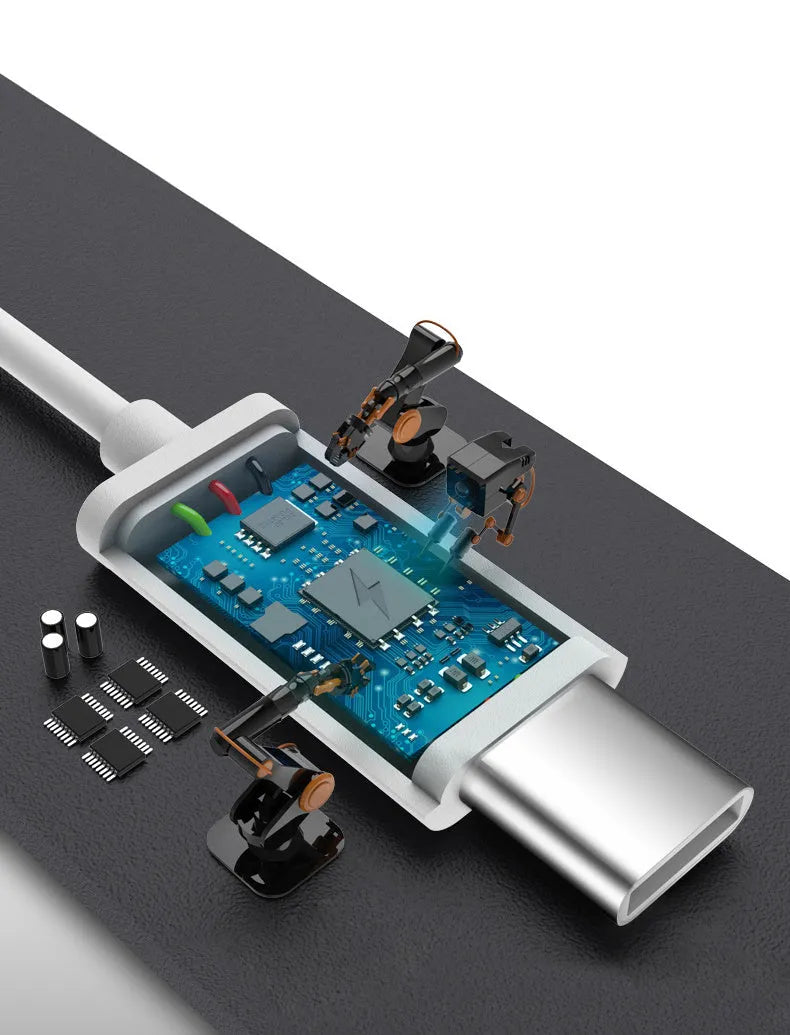 Black Android Type-C fast charging data cable with 1.5 metre length