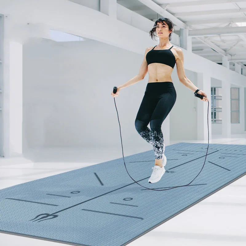 Non-slip yoga mat in galaxy gray with asana guide lines, 183cm x 80cm, 7mm thick