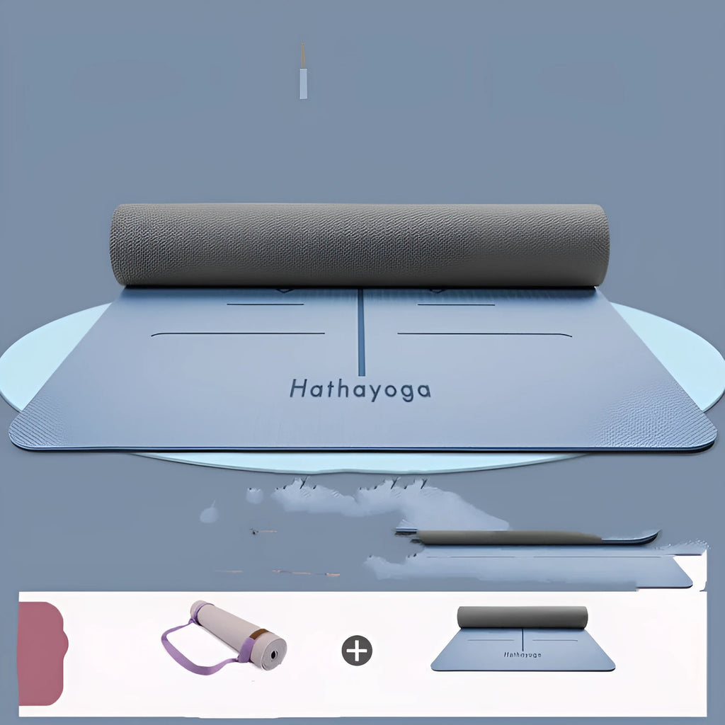 Non-slip yoga mat in galaxy gray with asana guide lines, 183cm x 80cm, 7mm thick