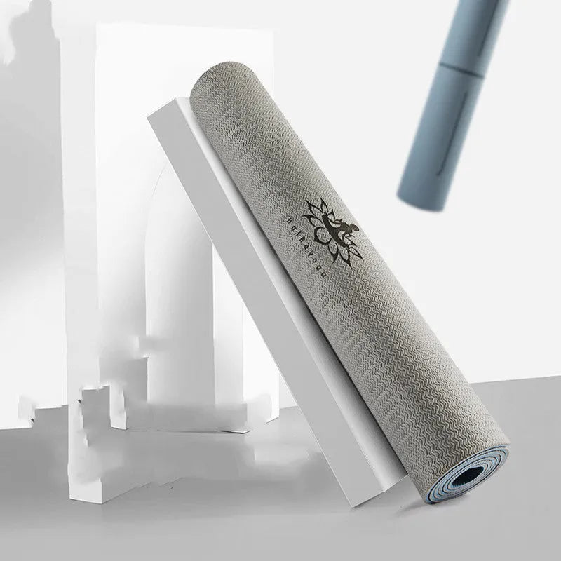 Non-slip yoga mat in galaxy gray with asana guide lines, 183cm x 80cm, 7mm thick