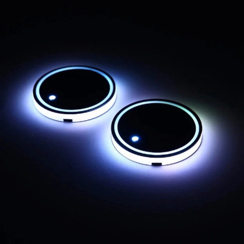Solar-powered LED luminous water cup non-slip mat for cars