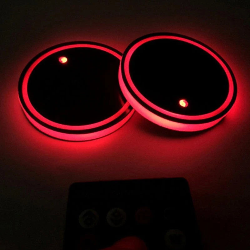 Solar-powered LED luminous water cup non-slip mat for cars