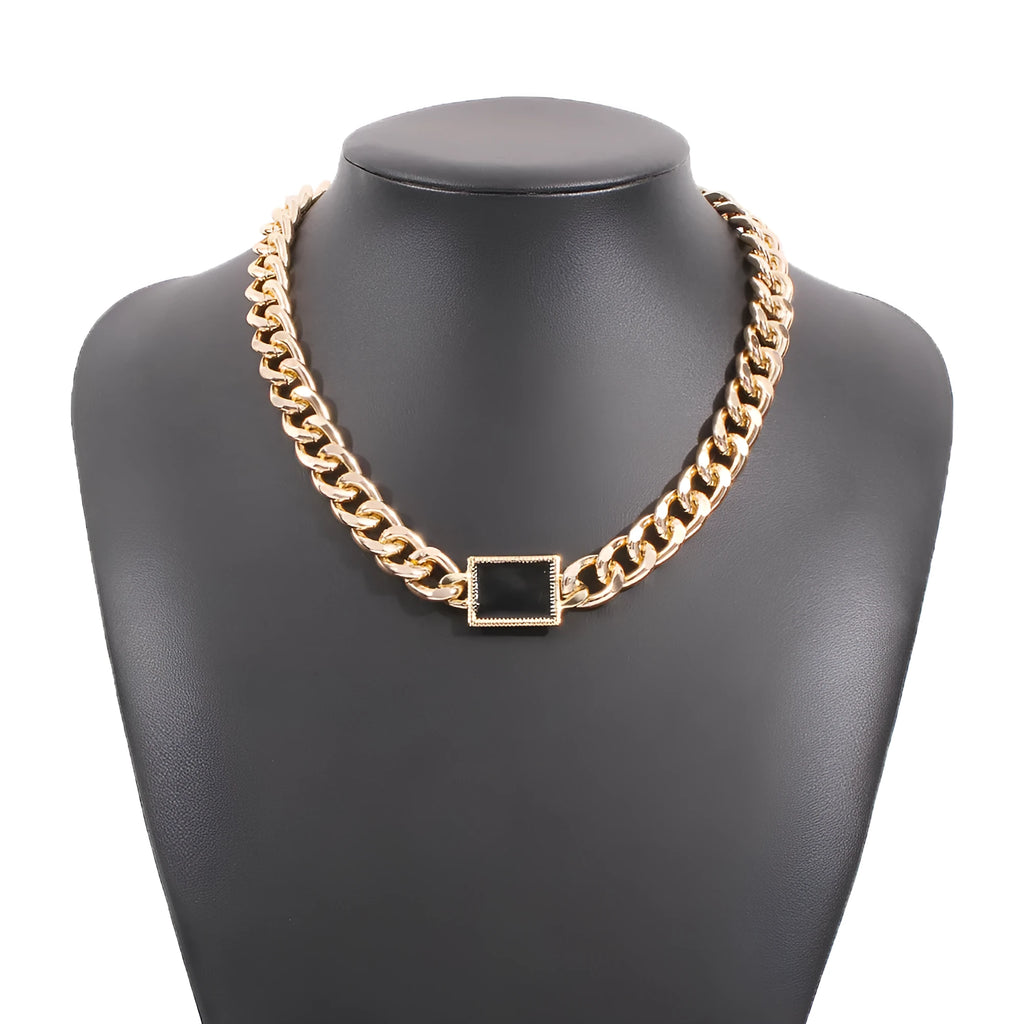 Gold electroplated geometric alloy pendant-free necklace for women with extension chain