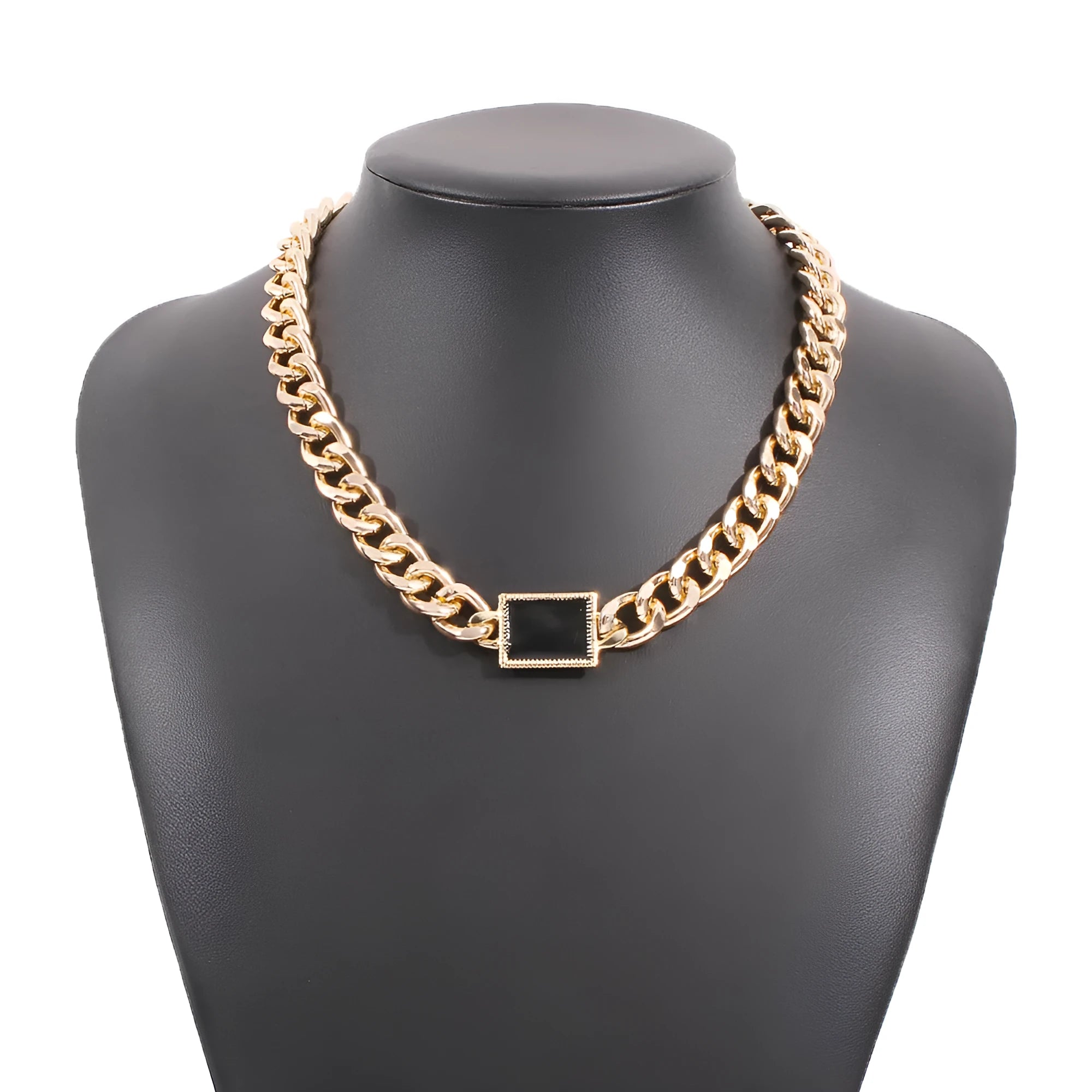 Gold electroplated geometric alloy pendant-free necklace for women with extension chain