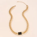 Gold electroplated geometric alloy pendant-free necklace for women with extension chain