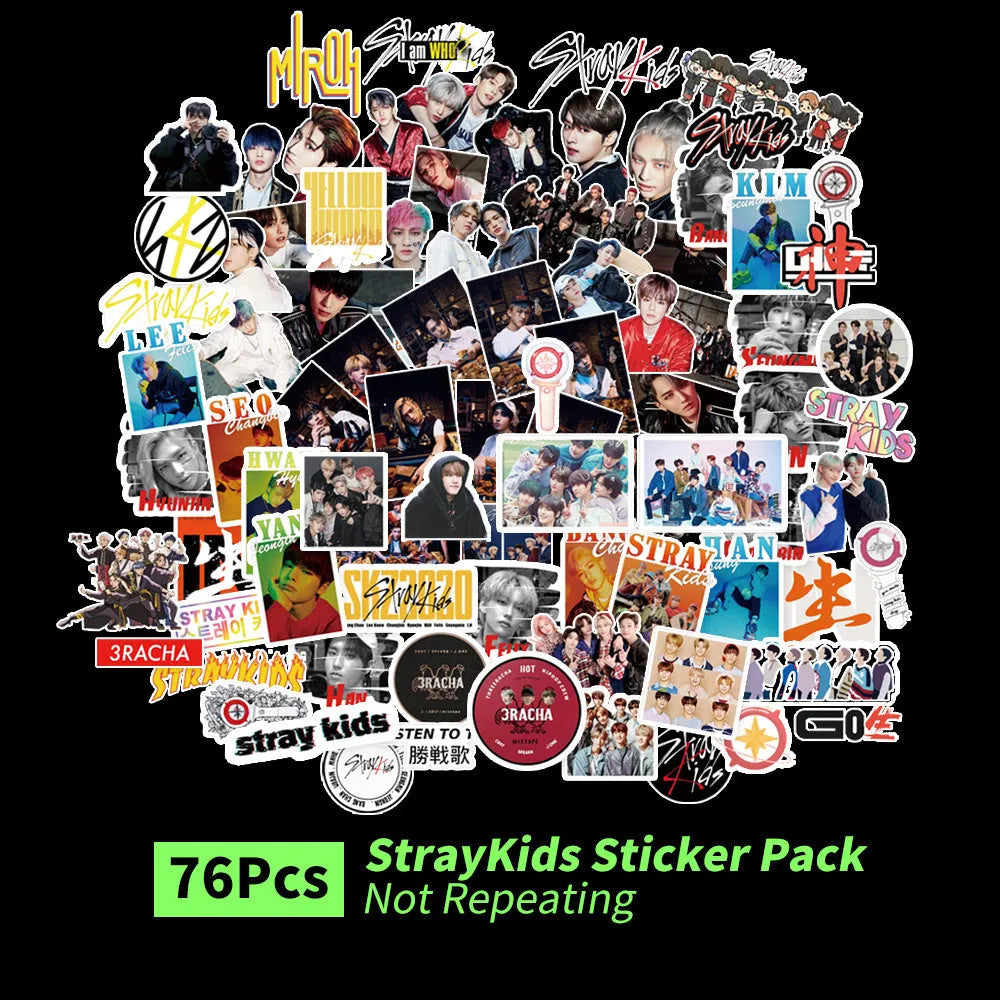Star-shaped luggage stickers with K-pop band designs measuring 6cm by 4cm