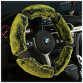 Winter plush car steering wheel cover with Korean diamond pattern in imitation leather, 38cm diameter, gray-black colour