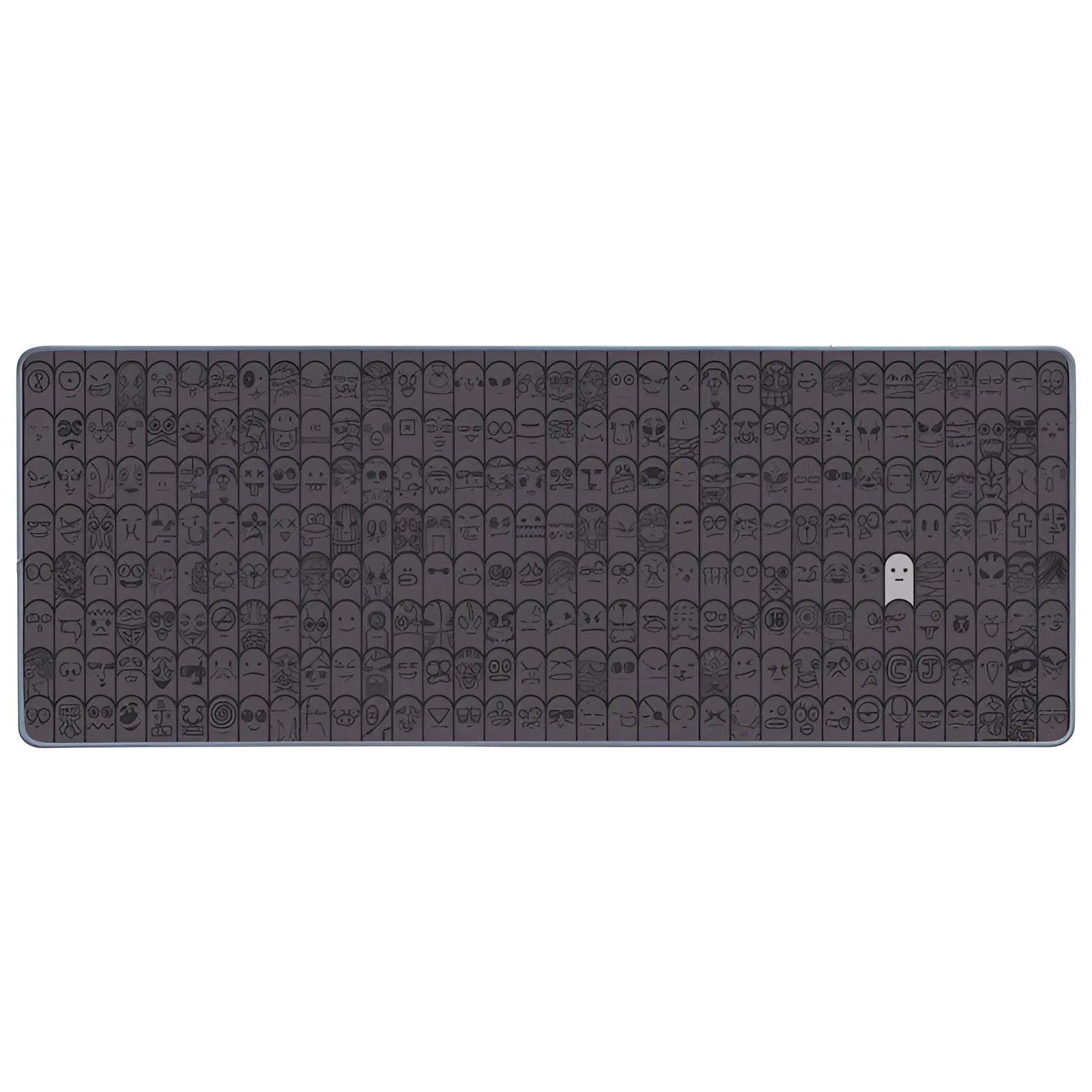 Grey cloth wrist support sticker for computer mouse, showing 700mm and 900mm size options on a desktop.