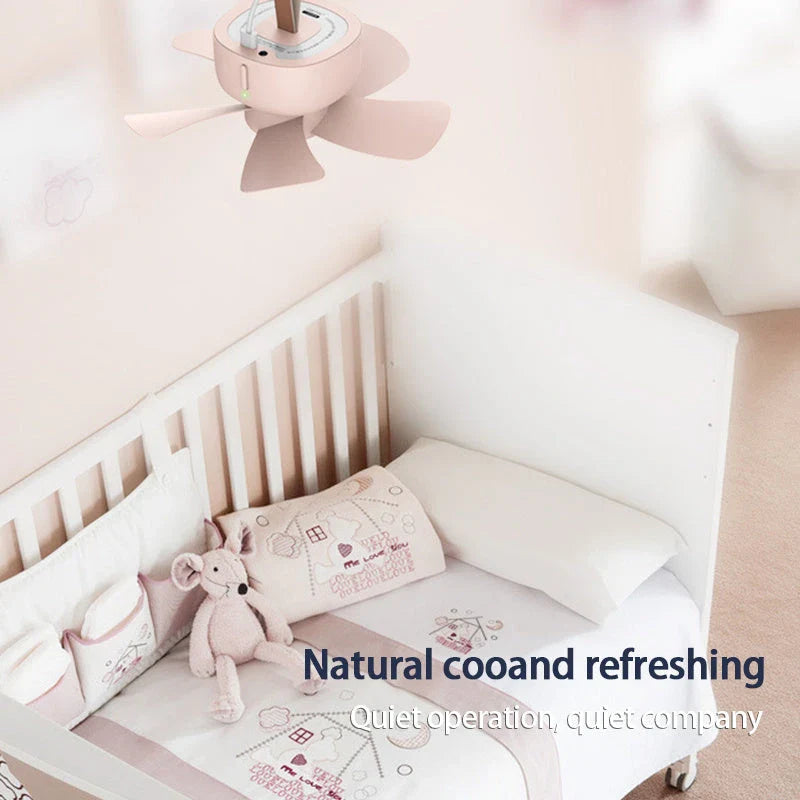 USB powered ceiling fan with remote control in blue and pink options