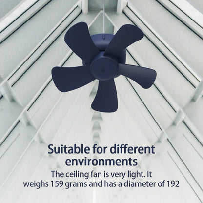 USB powered ceiling fan with remote control in blue and pink options