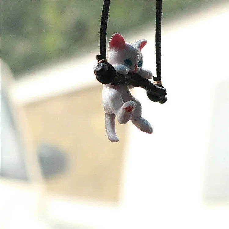 Branch cat design rearview mirror pendant hanging from car mirror as interior decoration