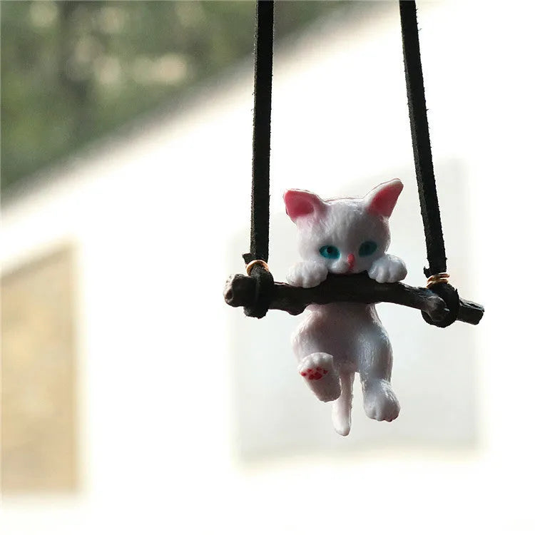Branch cat design rearview mirror pendant hanging from car mirror as interior decoration