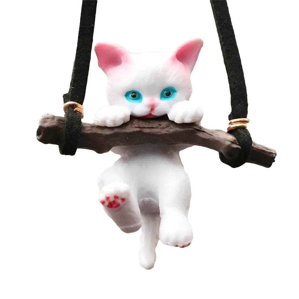 Branch cat design rearview mirror pendant hanging from car mirror as interior decoration