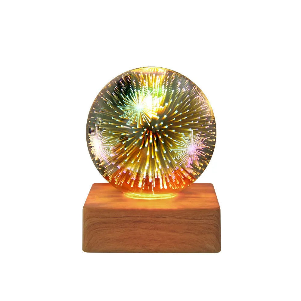 LED Night Light Romantic Fireworks USB Bedside Plastic Lampshade Touch Switch 9x9x11.8cm