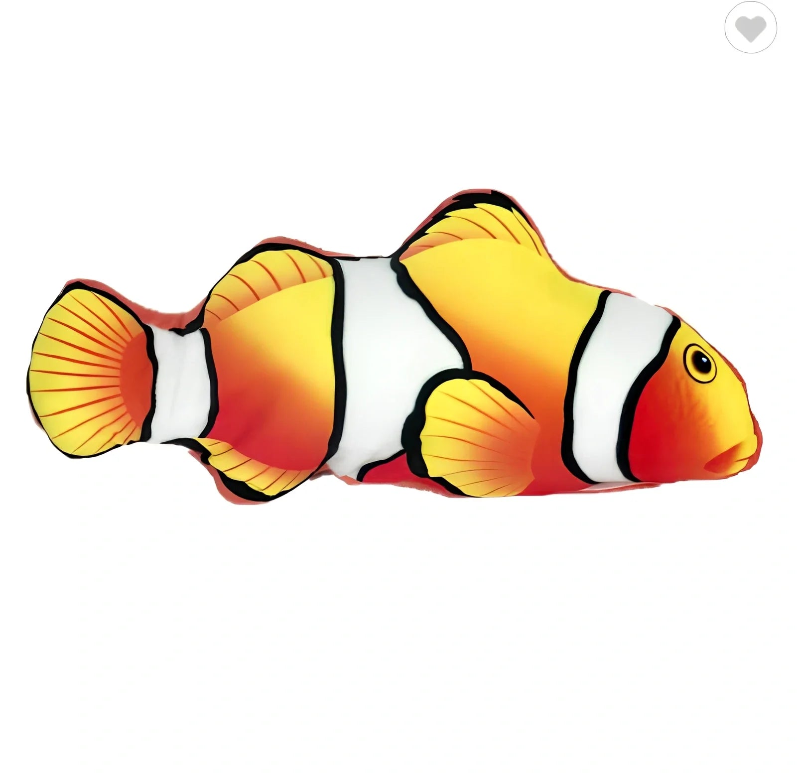 Electric flopping fish cat toy in clownfish design, 30cm long, USB rechargeable with touch sensor for play activation