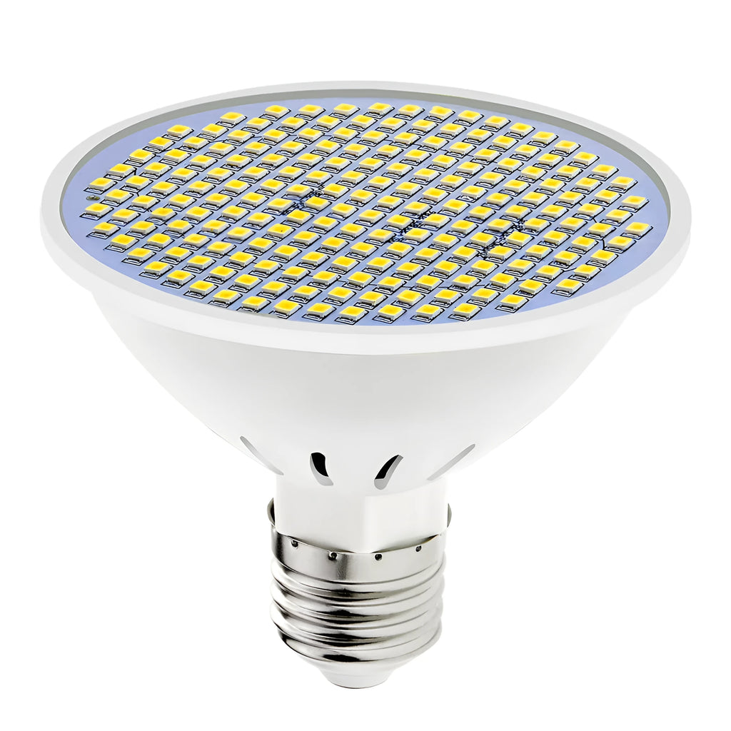 E27 LED lamp cup light bulb showing warm white and cool white options.