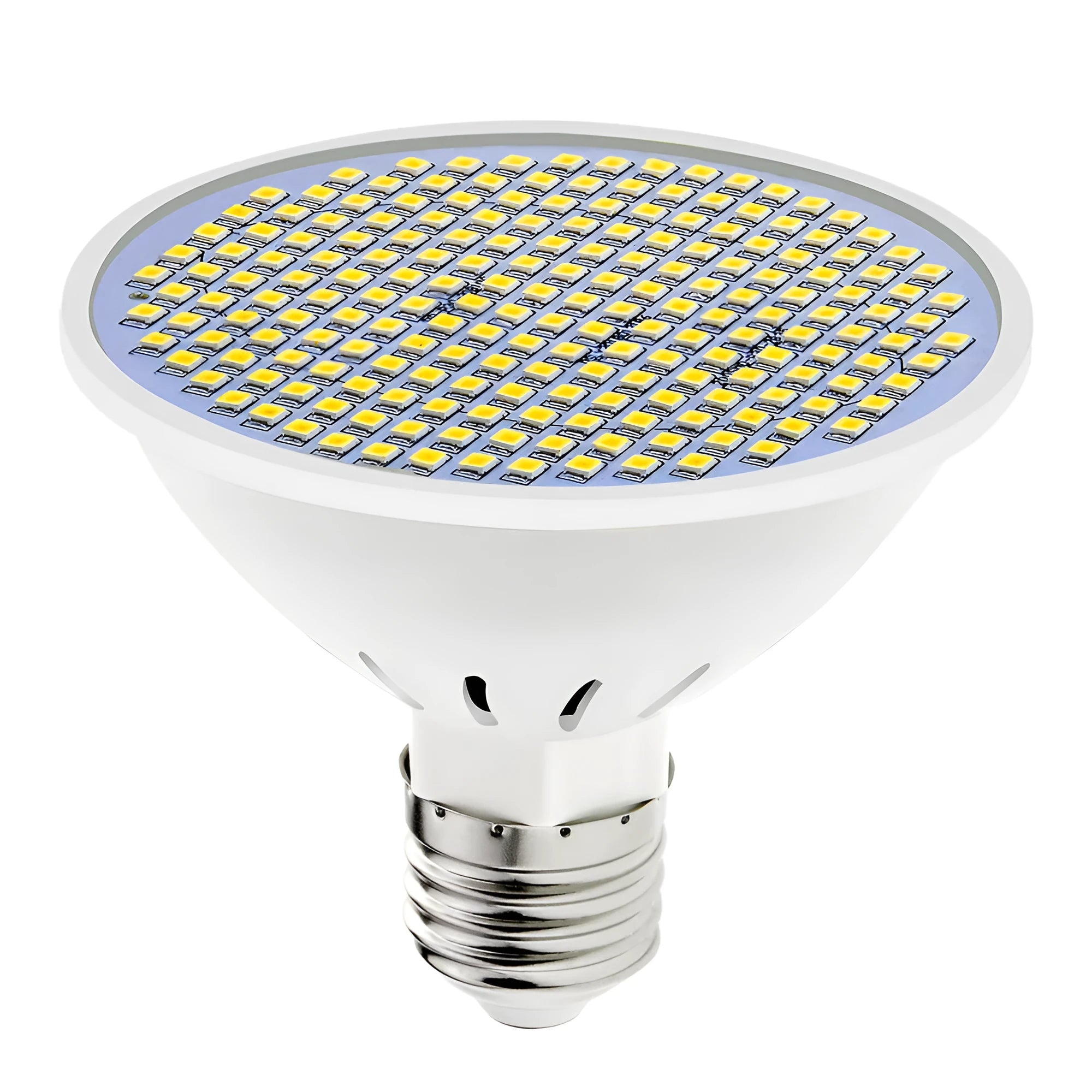 E27 LED lamp cup light bulb showing warm white and cool white options.