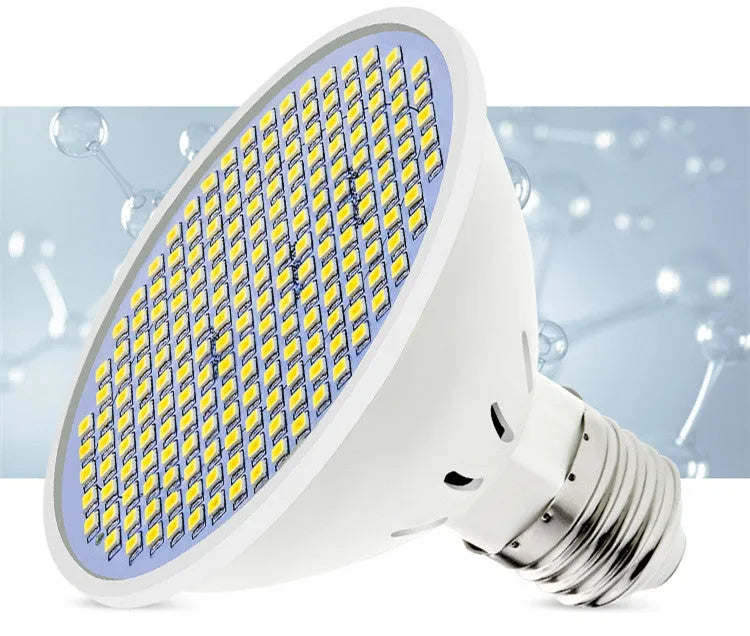 E27 LED lamp cup light bulb showing warm white and cool white options.