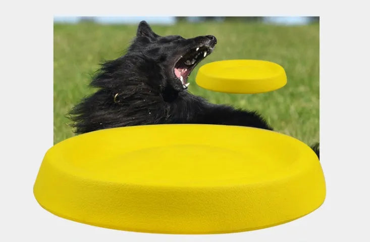 Bright yellow EVA dog throwing toy for training and fetch games weighing 70 grams