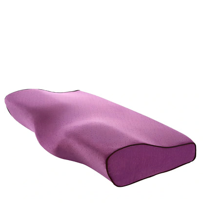 Contoured memory foam cervical pillow in diamond grid gray, 50x30cm size with 6cm neck support contour and polyester lining