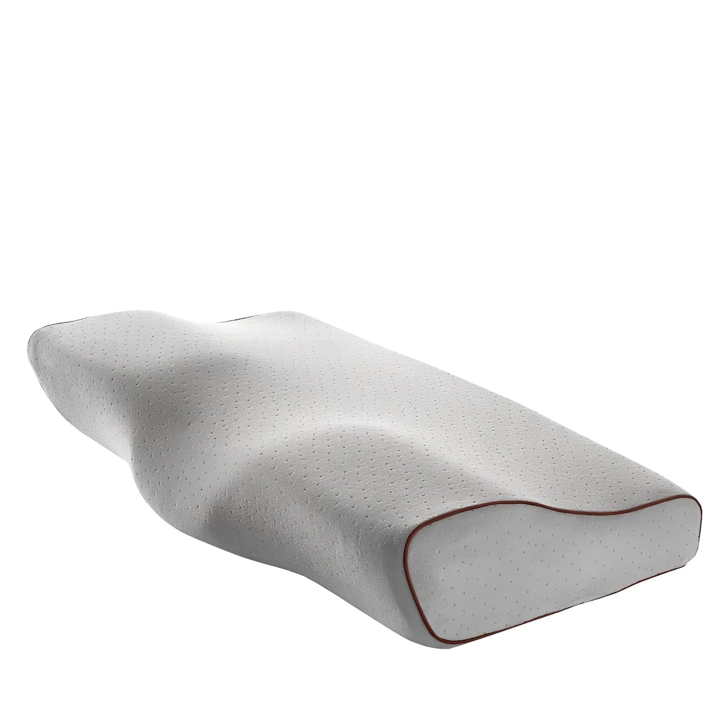 Contoured memory foam cervical pillow in diamond grid gray, 50x30cm size with 6cm neck support contour and polyester lining