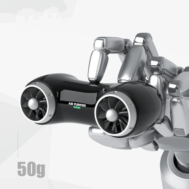 Compact car negative ion air purifier in black and white options