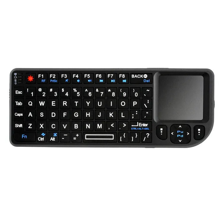 Mini Wireless Bluetooth Laser Touch Keyboard Flying Squirrel black with 7-colour backlit keys, 155x59x13mm