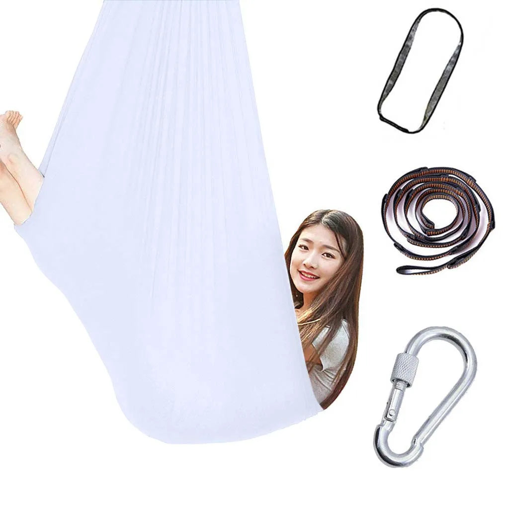 Kids elastic swing hammock in nylon, 100x280cm, with steel lock for indoor outdoor sensory therapy