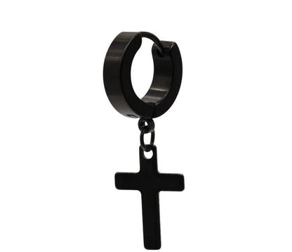 Men's stainless steel cross earrings with titanium coating in six colours